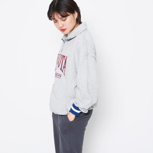 【spiritoso】MINESOTAハーフジップビッグスウェットトレーナー