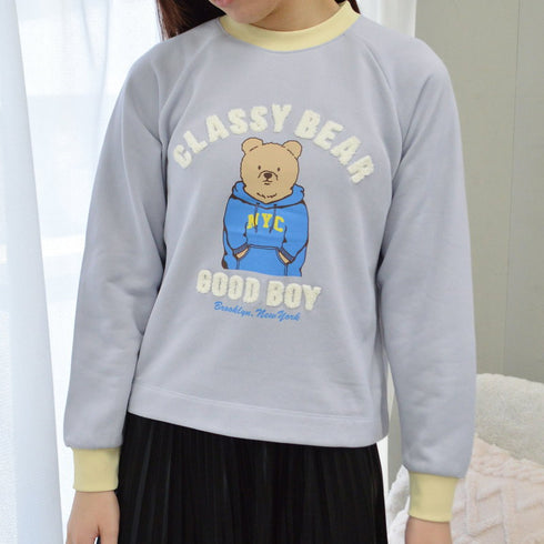 【spiritoso】ベアプリントラグランスウェット