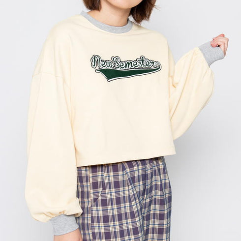 【spiritoso】フロッキープリントショートスウェット