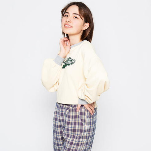 【spiritoso】フロッキープリントショートスウェット