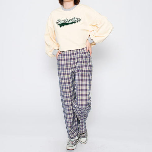 【spiritoso】フロッキープリントショートスウェット