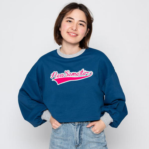 【spiritoso】フロッキープリントショートスウェット