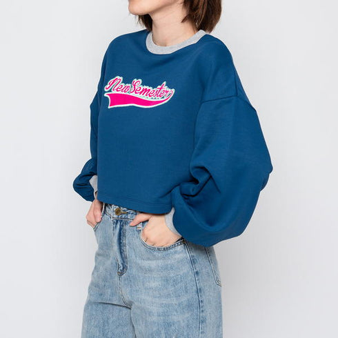 【spiritoso】フロッキープリントショートスウェット