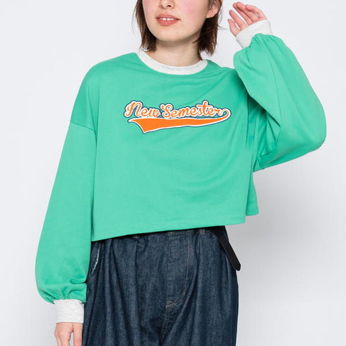 【spiritoso】フロッキープリントショートスウェット