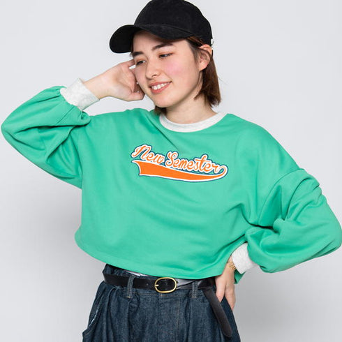 【spiritoso】フロッキープリントショートスウェット