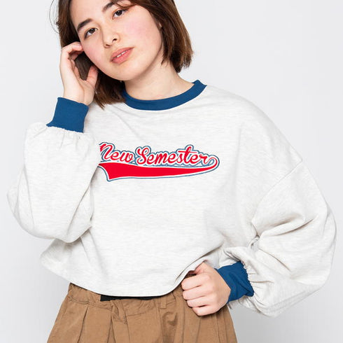 【spiritoso】フロッキープリントショートスウェット