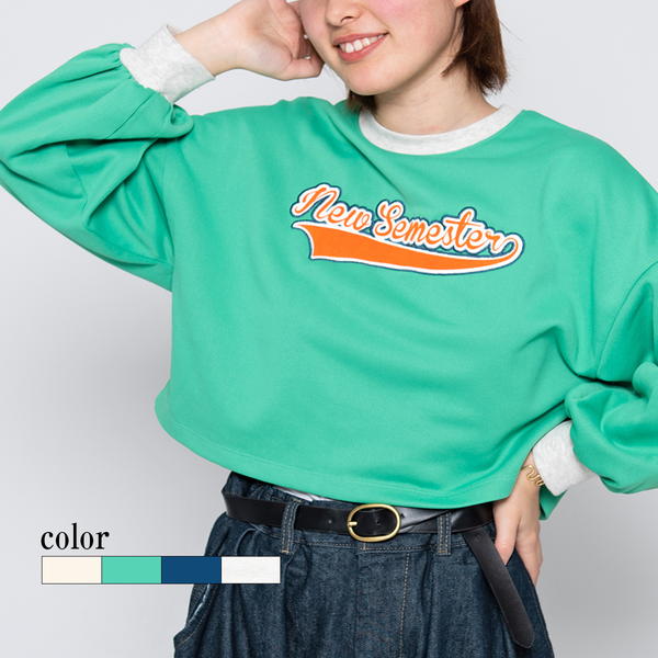 【spiritoso】フロッキープリントショートスウェット