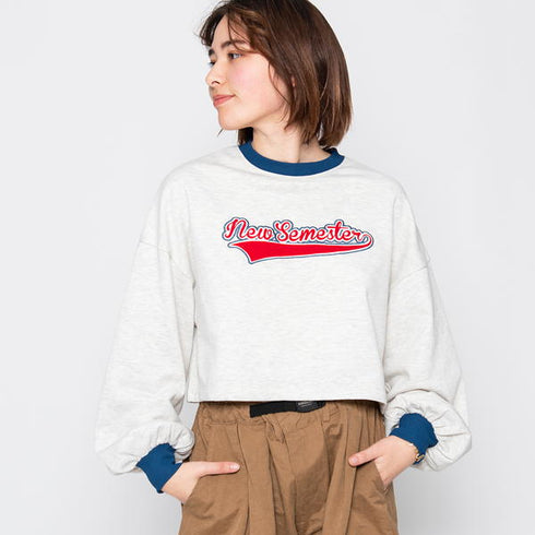 【spiritoso】フロッキープリントショートスウェット