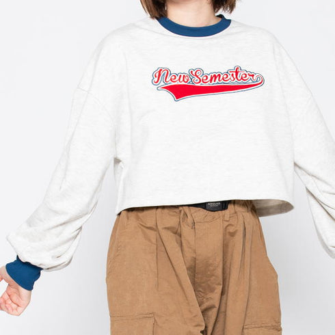 【spiritoso】フロッキープリントショートスウェット