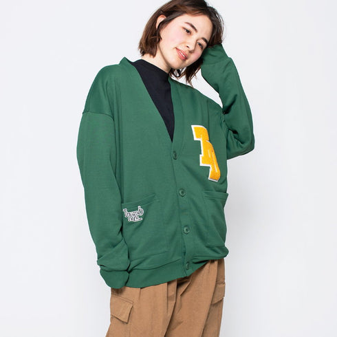 【spiritoso】ワッペン付きカーディガン オーバーサイズ