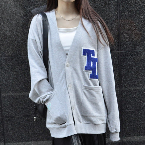 【spiritoso】ワッペン付きカーディガン オーバーサイズ