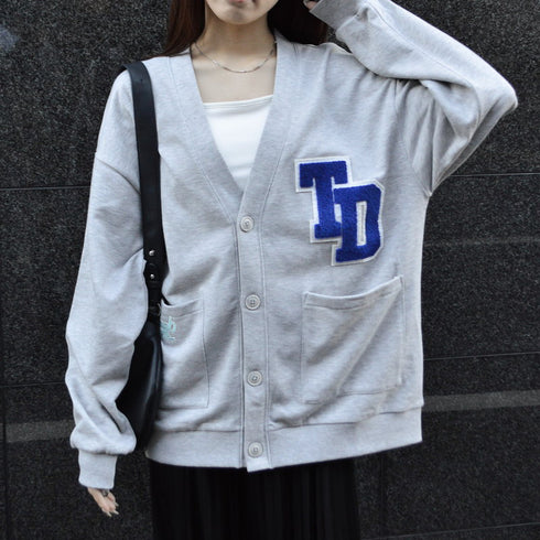 【spiritoso】ワッペン付きカーディガン オーバーサイズ