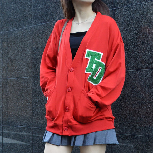 【spiritoso】ワッペン付きカーディガン オーバーサイズ