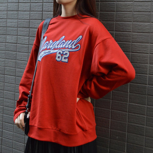 【spiritoso】ラバープリント縁刺繍スウェット