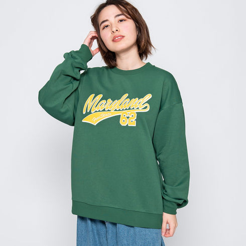 【spiritoso】ラバープリント縁刺繍スウェット