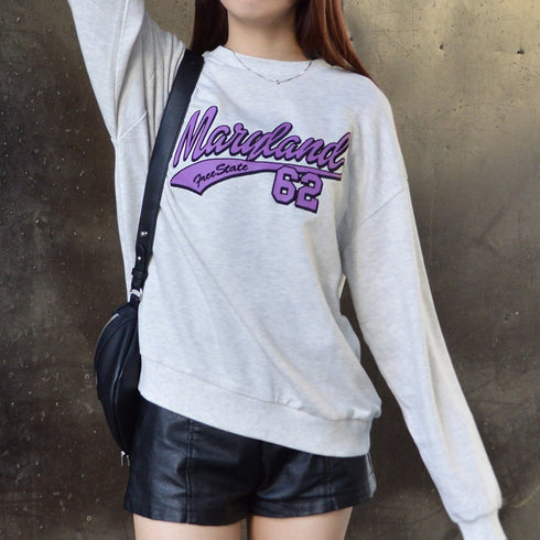 【spiritoso】ラバープリント縁刺繍スウェット