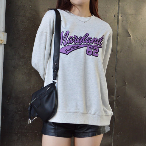 【spiritoso】ラバープリント縁刺繍スウェット