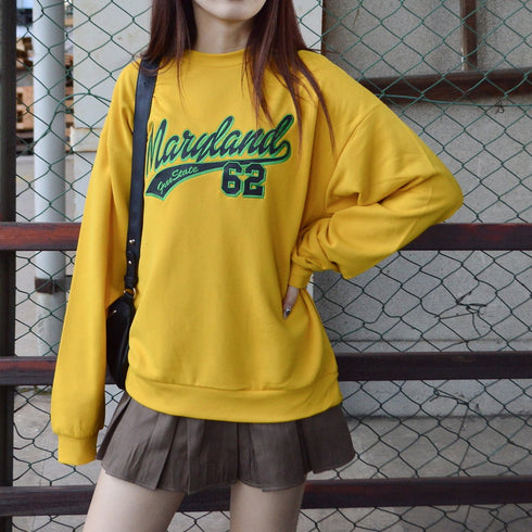 【spiritoso】ラバープリント縁刺繍スウェット