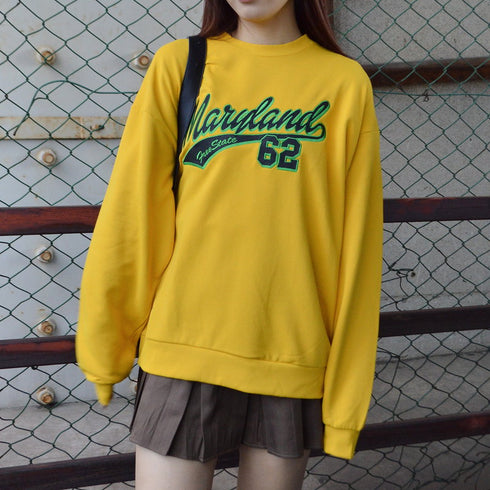 【spiritoso】ラバープリント縁刺繍スウェット