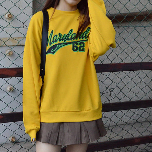 【spiritoso】ラバープリント縁刺繍スウェット