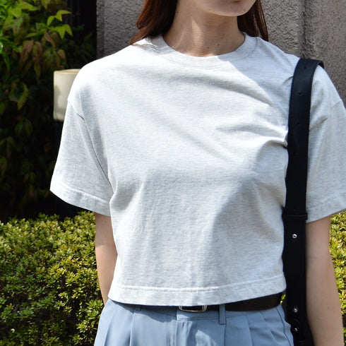 【spiritoso】コットン無地ベーシック半袖ショート丈Tシャツ