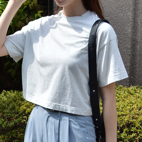 【spiritoso】コットン無地ベーシック半袖ショート丈Tシャツ