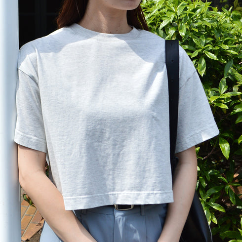 【spiritoso】コットン無地ベーシック半袖ショート丈Tシャツ