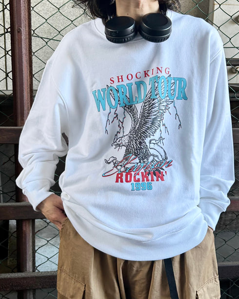 【MODISH GAZE】WORLD TOUR バンド風デザイン裏毛スウェット