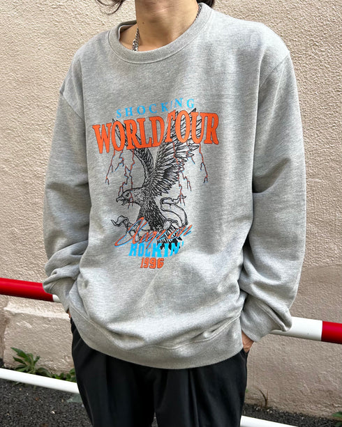 【MODISH GAZE】WORLD TOUR バンド風デザイン裏毛スウェット