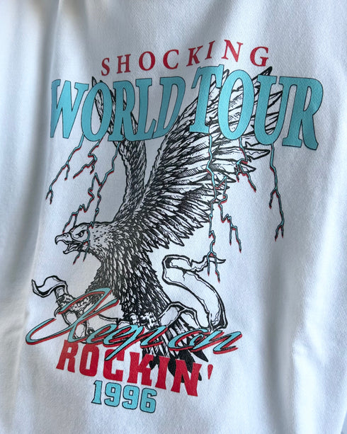 【MODISH GAZE】WORLD TOUR バンド風デザイン裏毛スウェット