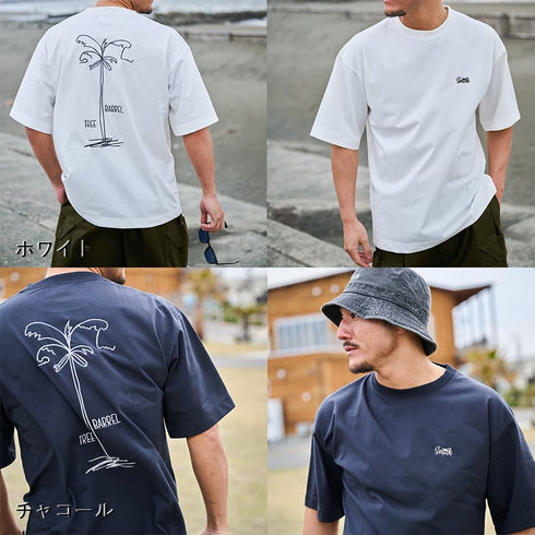 【SUNNY SMITH】11.6ウルトラヘビーオンス Heavy Smithヤシの木柄 両面刺繍Tee