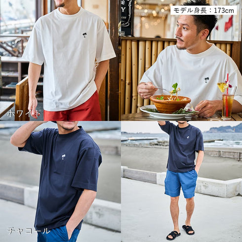 【SUNNY SMITH】11.6ウルトラヘビーオンス Heavy Smithヤシの木柄 ワンポイント刺繍Tee