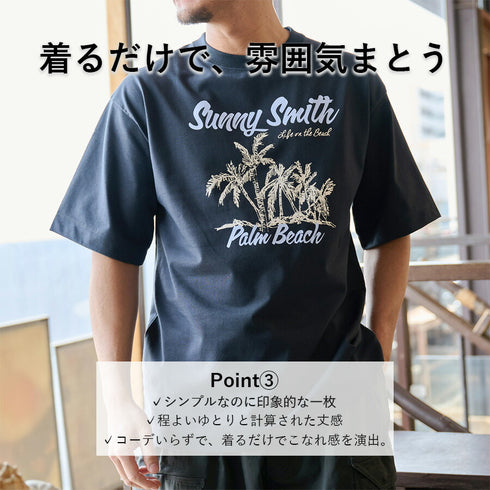 【SUNNY SMITH】11.6ウルトラヘビーオンス Heavy SmithPalm Beach プリントTシャツ