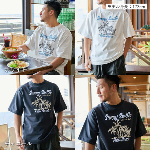 【SUNNY SMITH】11.6ウルトラヘビーオンス Heavy SmithPalm Beach プリントTシャツ