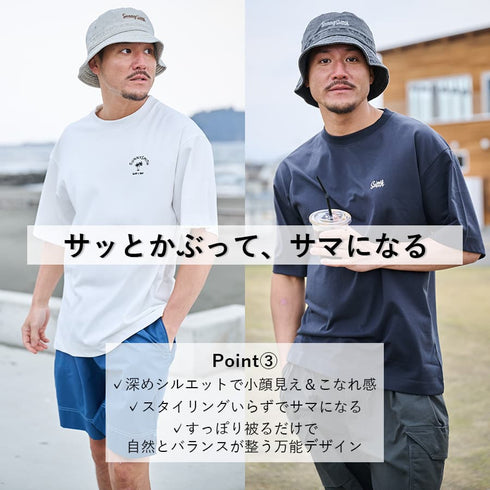 【SUNNY SMITH】筆記体ロゴ刺繍ピグメントバケットハット