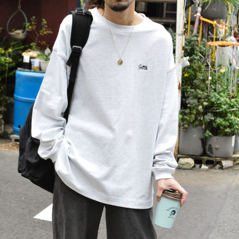 【SUNNY SMITH】ヤシの木柄 両面刺繍ロングスリーブTシャツ