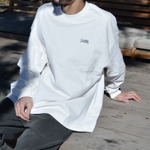 【SUNNY SMITH】ヤシの木柄 両面刺繍ロングスリーブTシャツ