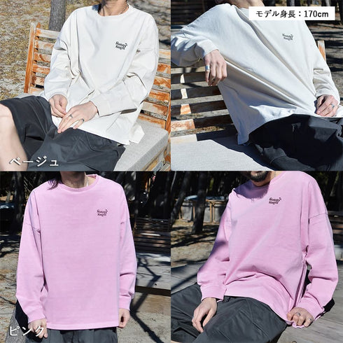 【SUNNY SMITH】ヤシの木ロゴ ワンポイント刺繍ピグメント加工ロングスリーブTシャツ