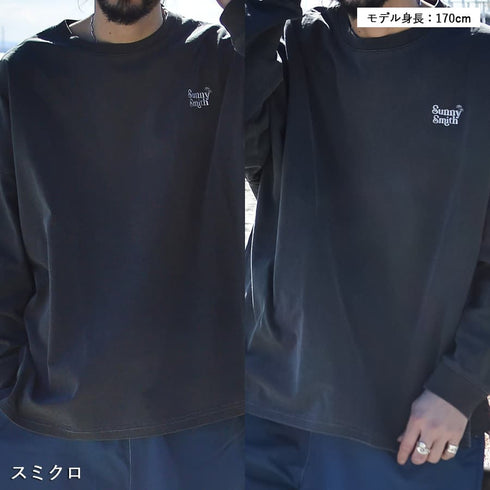 【SUNNY SMITH】ヤシの木ロゴ ワンポイント刺繍ピグメント加工ロングスリーブTシャツ