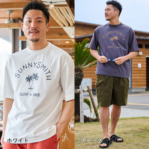 【SUNNY SMITH】ヤシの木アーチロゴプリントTシャツ