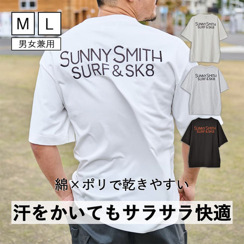 【SUNNY SMITH】 ヤシの木イラストロゴ両面刺繍Tシャツ