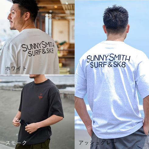 【SUNNY SMITH】 ヤシの木イラストロゴ両面刺繍Tシャツ