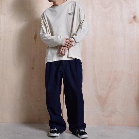 【SUNNY SMITH】ヤシの木ロゴ ワンポイント刺繍 バックプリント ピグメント加工ロングスリーブTシャツ