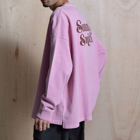 【SUNNY SMITH】ヤシの木ロゴ ワンポイント刺繍 バックプリント ピグメント加工ロングスリーブTシャツ