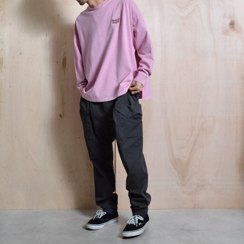 【SUNNY SMITH】ヤシの木ロゴ ワンポイント刺繍 バックプリント ピグメント加工ロングスリーブTシャツ