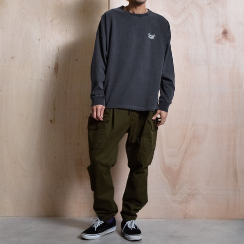 【SUNNY SMITH】ヤシの木ロゴ ワンポイント刺繍 バックプリント ピグメント加工ロングスリーブTシャツ