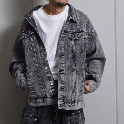 【DOUBLESTEAL】オーバーサイズケミカルデニムGジャン