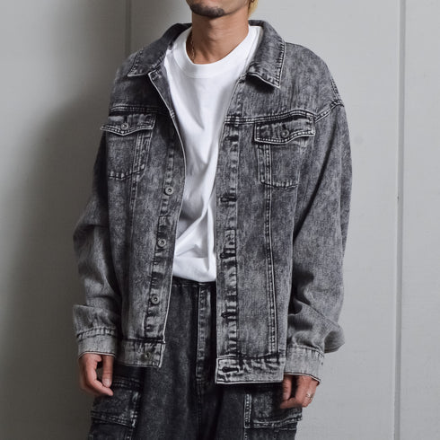 【DOUBLESTEAL】オーバーサイズケミカルデニムGジャン