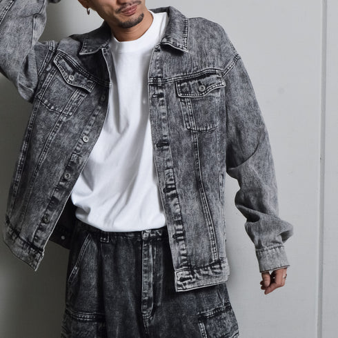 【DOUBLESTEAL】オーバーサイズケミカルデニムGジャン