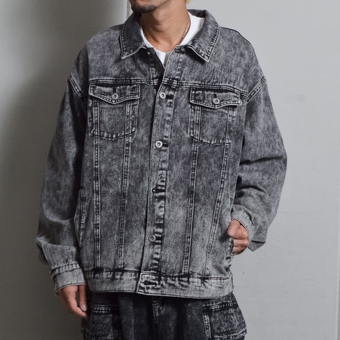 【DOUBLESTEAL】オーバーサイズケミカルデニムGジャン